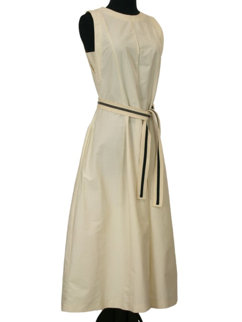 $3995 BRUNELLO CUCINELLI COTTON BLEND IVORY DRESS WITH MONILI BELT SIZE M - Picture 11 of 14